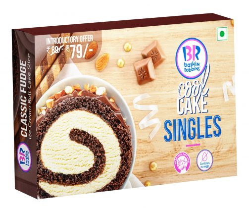 Baskin Robbins Classic Fudge Ice Cream Roll Cake slice